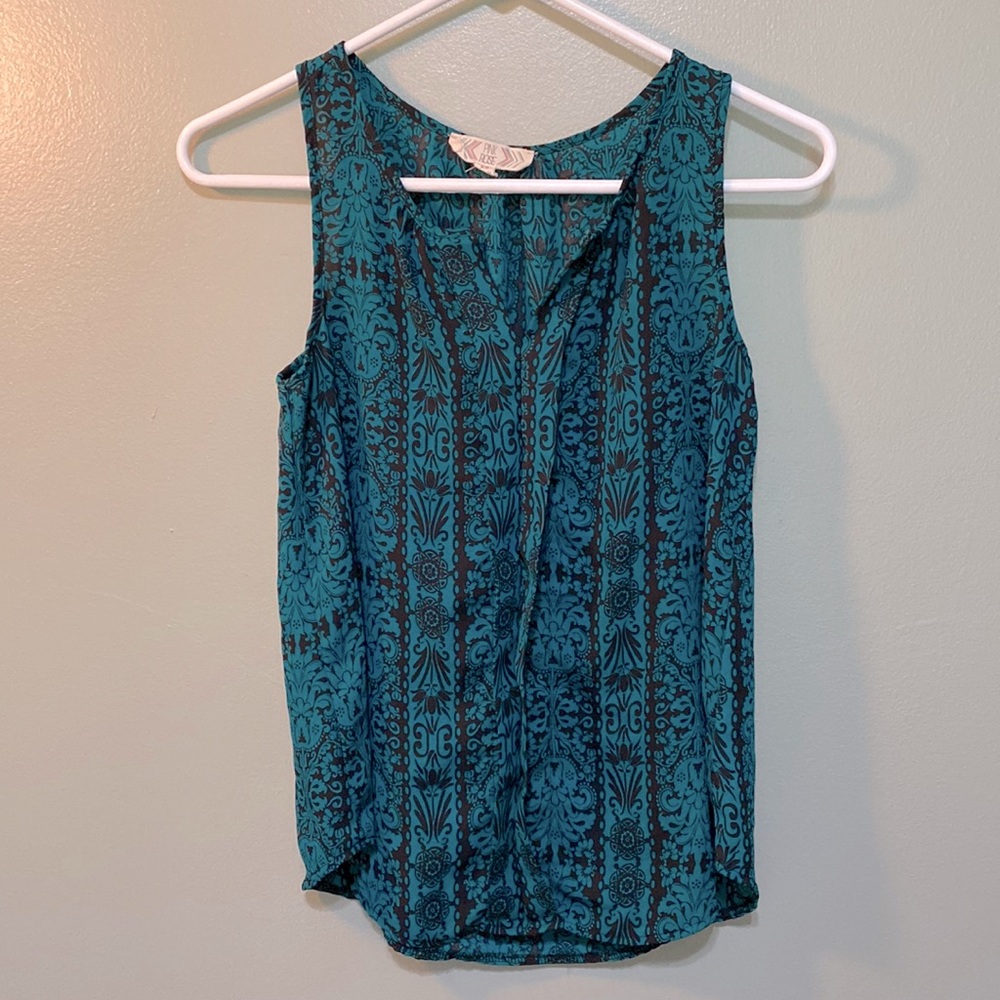 Turquoise Patterned Tank Top